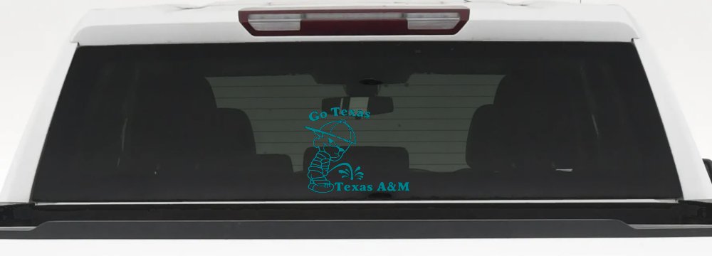 Go Texas Pee on Texas A&M Car or Truck Window Decal Sticker (Turquoise Blue)