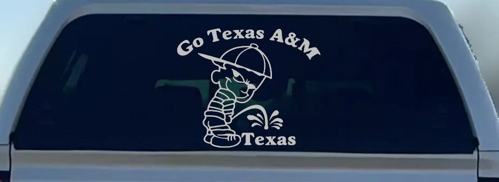 Go Texas A&M Pee On Texas Car or Truck Window Decal Sticker (Light Gray)