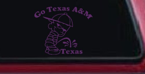 Go Texas A&M Pee On Texas Car or Truck Window Decal Sticker (Violet)