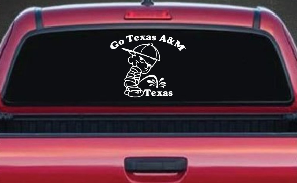 Go Texas A&M Pee On Texas Car or Truck Window Decal Sticker