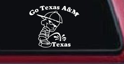 Go Texas A&M Pee On Texas Car or Truck Window Decal Sticker (White)