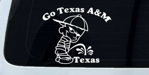 Go Texas A&M Pee On Texas Car or Truck Window Decal Sticker (White)