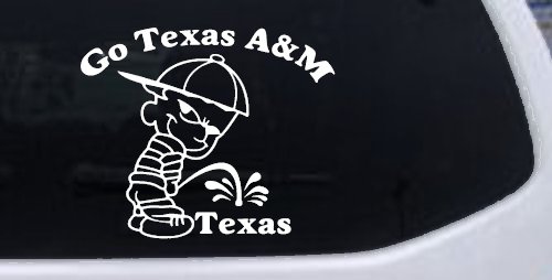 Go Texas A&M Pee On Texas Car or Truck Window Decal Sticker (White)