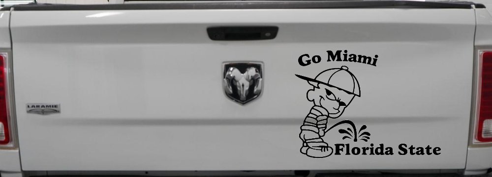 Go Miami Pee On Florida State Car or Truck Window Decal Sticker (Black)