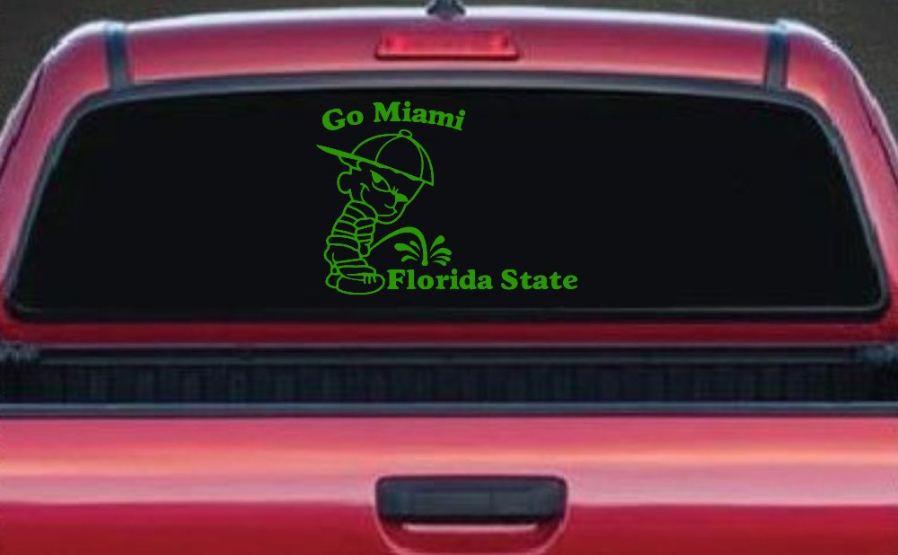 Go Miami Pee On Florida State Car or Truck Window Decal Sticker