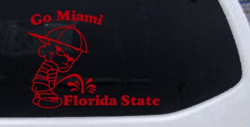 Go Miami Pee On Florida State Car or Truck Window Decal Sticker (Red)