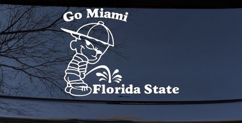 Miami Pee On FSU Car Truck Window Decal Sticker (White)