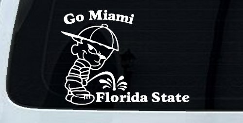 Go Miami Pee On Florida State Car or Truck Window Decal Sticker (White)