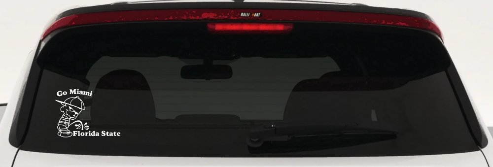 Miami Pee On FSU Car Truck Window Decal Sticker (White)