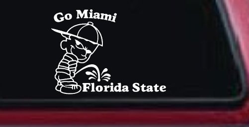 Go Miami Pee On Florida State Car or Truck Window Decal Sticker