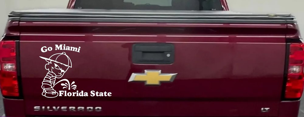 Go Miami Pee On Florida State Car or Truck Window Decal Sticker (White)