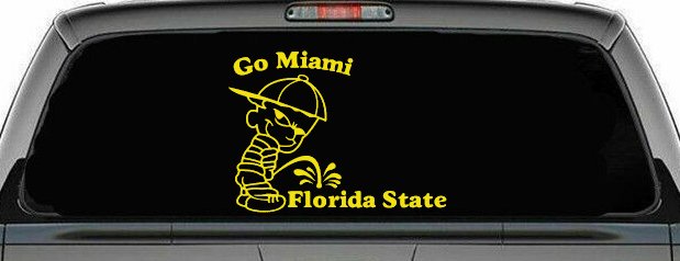 Go Miami Pee On Florida State Car or Truck Window Decal Sticker