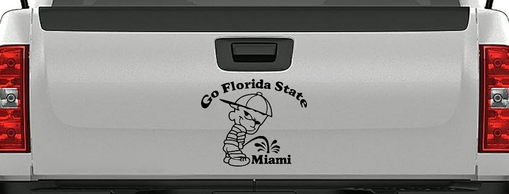 Go Florida State Pee on Miami Car or Truck Window Decal Sticker (Black)