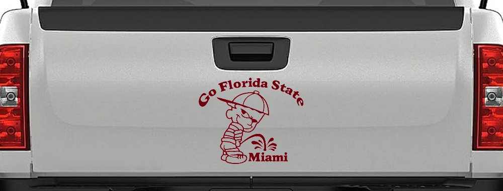 Go Florida State Pee on Miami Car or Truck Window Decal Sticker (Burgundy)