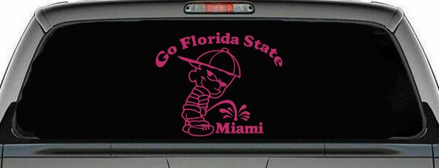 Go Florida State Pee on Miami Car or Truck Window Decal Sticker (Hot Pink)