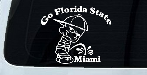 Go Florida State Pee on Miami Car or Truck Window Decal Sticker (White)