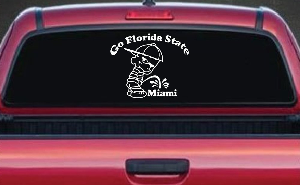 Go Florida State Pee on Miami Car or Truck Window Decal Sticker (White)