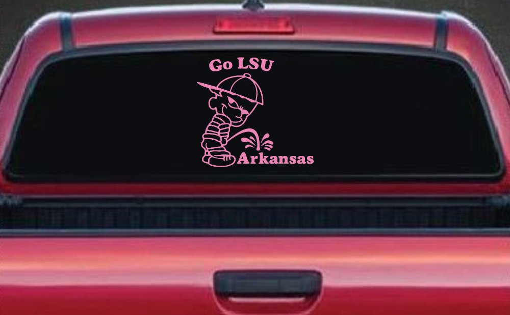 Go LSU Pee on Arkansas Car or Truck Window Decal Sticker (Pink)