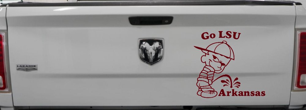 Go LSU Pee on Arkansas Car or Truck Window Decal Sticker