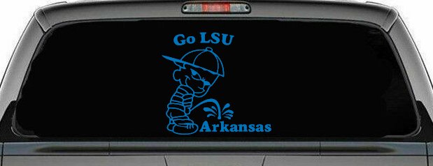 Go LSU Pee on Arkansas Car or Truck Window Decal Sticker (Sky Blue)