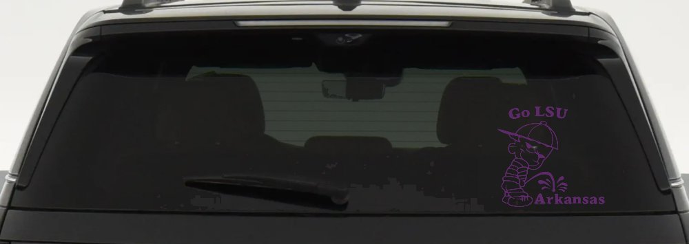 Go LSU Pee on Arkansas Car or Truck Window Decal Sticker (Violet)