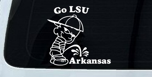 Go LSU Pee on Arkansas Car or Truck Window Decal Sticker (White)