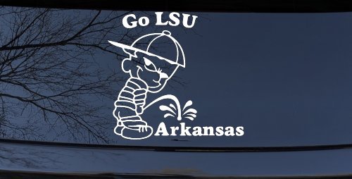 Go LSU Pee on Arkansas Car or Truck Window Decal Sticker (White)