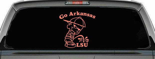 Go Arkansas Pee on LSU Car or Truck Window Decal Sticker (Coral)