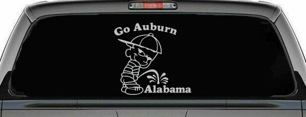 Go Auburn Pee on Alabama Car or Truck Window Decal Sticker (Light Gray)