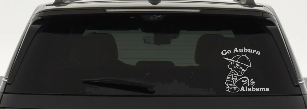 Go Auburn Pee on Alabama Car or Truck Window Decal Sticker (Light Gray)
