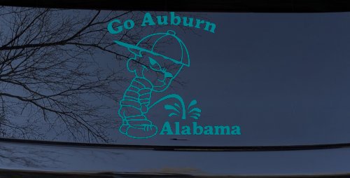 Go Auburn Pee on Alabama Car or Truck Window Decal Sticker (Turquoise Blue)