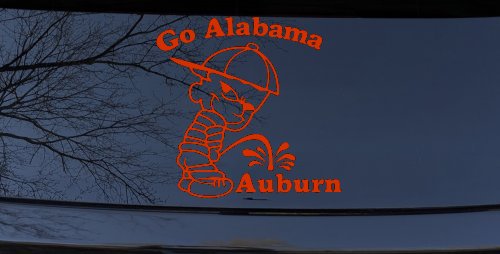Go Alabama Pee on Auburn Car or Truck Window Decal Sticker (Orange Red)