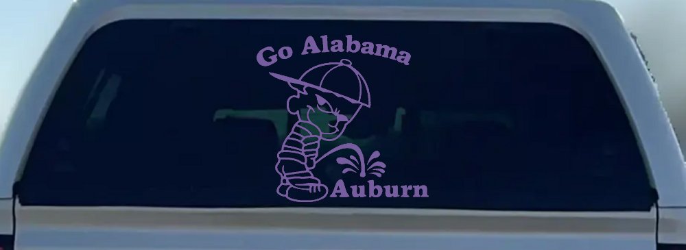 Go Alabama Pee on Auburn Car or Truck Window Decal Sticker (Purple)