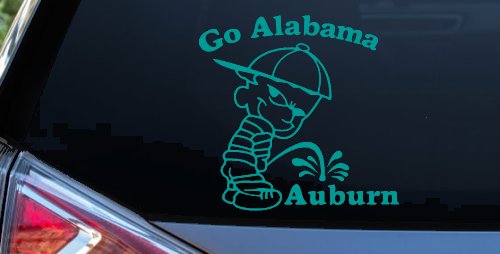 Go Alabama Pee on Auburn Car or Truck Window Decal Sticker (Turquoise)