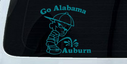 Go Alabama Pee on Auburn Car or Truck Window Decal Sticker (Turquoise Blue)