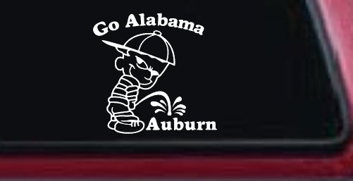 Go Alabama Pee on Auburn Car or Truck Window Decal Sticker (White)