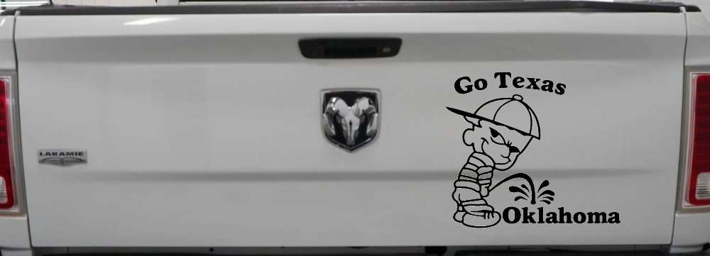 Go Texas Pee on Oklahoma Car or Truck Window Decal Sticker (Black)