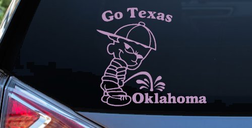 Go Texas Pee on Oklahoma Car or Truck Window Decal Sticker (Lilac)