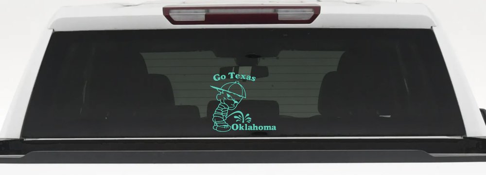 Go Texas Pee on Oklahoma Car or Truck Window Decal Sticker (Mint)