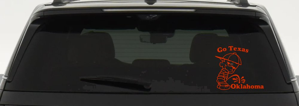 Go Texas Pee on Oklahoma Car or Truck Window Decal Sticker (Orange Red)