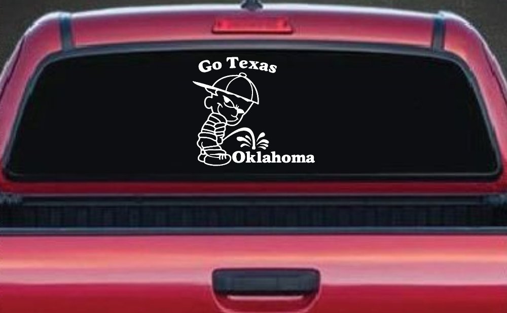 Go Texas Pee on Oklahoma Car or Truck Window Decal Sticker (White)