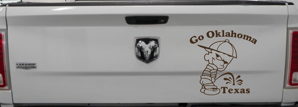 Go Oklahoma Pee on Texas Decal Sticker - Car Truck Window Vinyl (Brown)