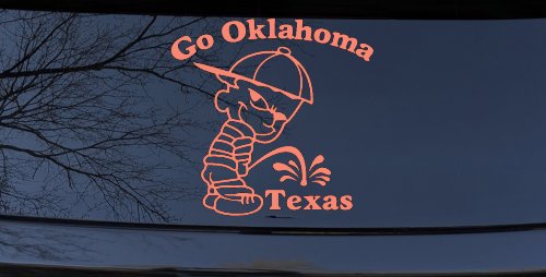 Go Oklahoma Pee on Texas Car or Truck Window Decal Sticker (Coral)