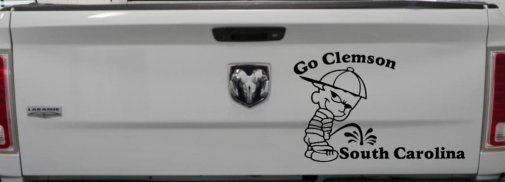Go Clemson Pee on South Carolina Car or Truck Window Decal Sticker (Black)