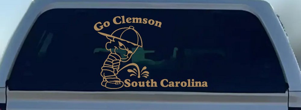 Go Clemson Pee on South Carolina Car or Truck Window Decal Sticker (Light Brown)