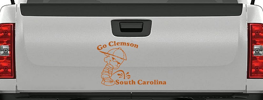 Go Clemson Pee on South Carolina Car or Truck Window Decal Sticker (Nut Brown)