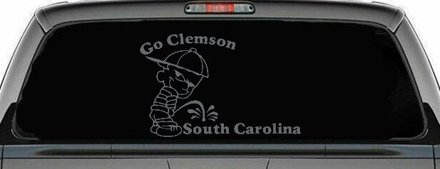 Go Clemson Pee on South Carolina Car or Truck Window Decal Sticker (Silver)