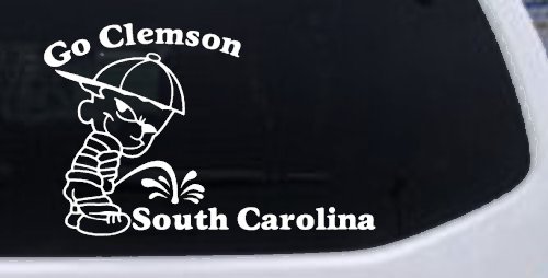Go Clemson Pee on South Carolina Car or Truck Window Decal Sticker (White)