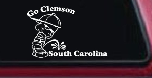 Go Clemson Pee on South Carolina Car or Truck Window Decal Sticker (White)