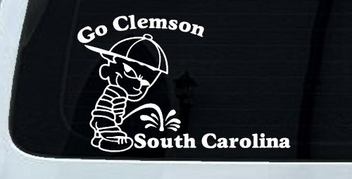 Go Clemson Pee on South Carolina Car or Truck Window Decal Sticker (White)